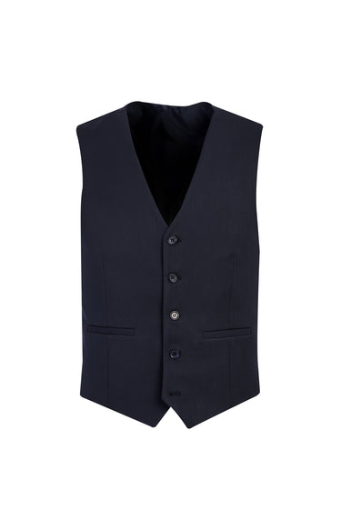 Koyu Lacivert Slim Fit Dar Kesim Yelekli Takım Elbise