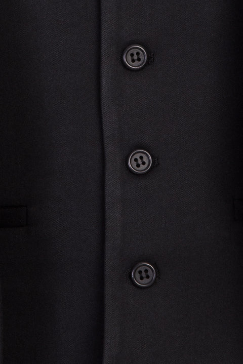 Black 4-Drop Relaxed Fit Suit with Vest
