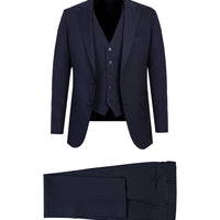 Koyu Lacivert 4 Drop Relaxed Fit Rahat Kesim Yelekli Takım Elbise