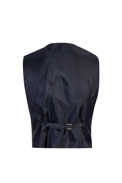 Koyu Lacivert 7 Drop Slim Fit Dar Kesim Yelekli Takım Elbise