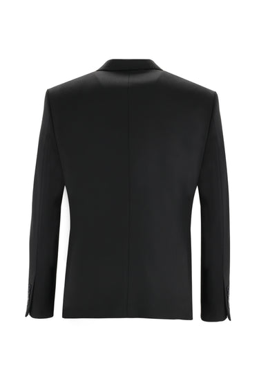 Siyah Slim Fit Dar Kesim Yelekli Takım Elbise