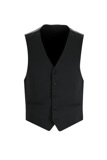 Siyah Slim Fit Dar Kesim Yelekli Takım Elbise