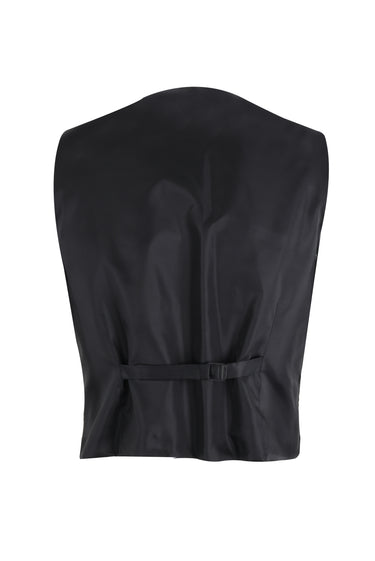 Siyah Slim Fit Dar Kesim Yelekli Takım Elbise