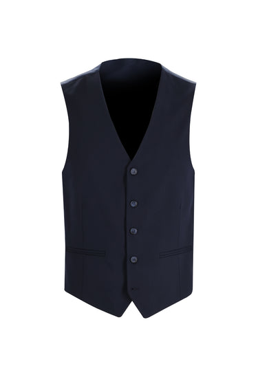  Koyu Lacivert Slim Fit Dar Kesim Yelekli Takım Elbise