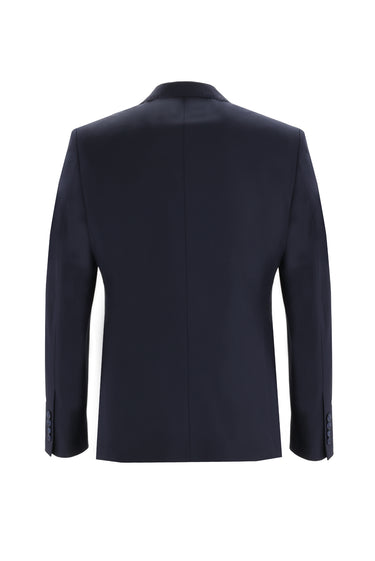 Koyu Lacivert Slim Fit Dar Kesim Yelekli Takım Elbise