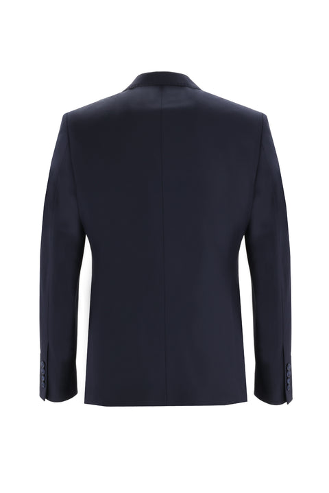 Koyu Lacivert 7 Drop Slim Fit Dar Kesim Yelekli Takım Elbise