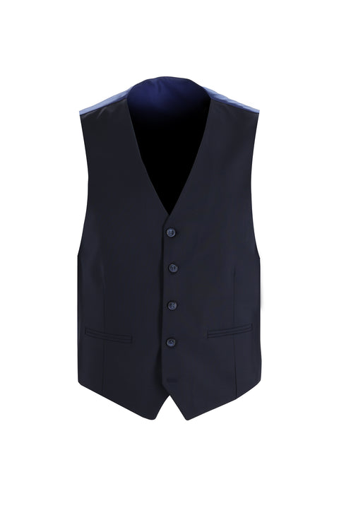 Koyu Lacivert 7 Drop Slim Fit Dar Kesim Yelekli Takım Elbise