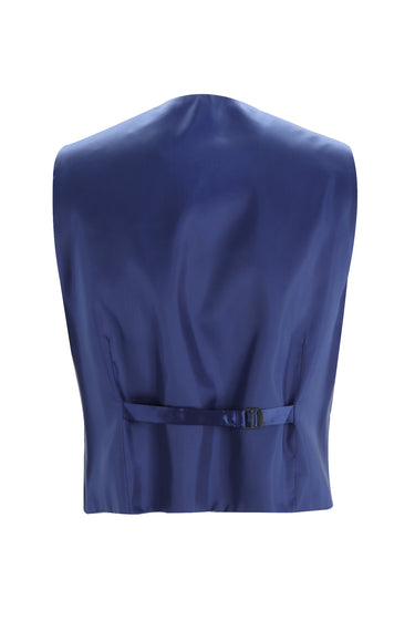 Koyu Lacivert Slim Fit Dar Kesim Yelekli Takım Elbise