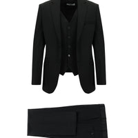 Siyah 7 Drop Slim Fit Dar Kesim Yelekli Takım Elbise