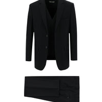 Siyah Relaxed Fit Rahat Kesim Yelekli Takım Elbise