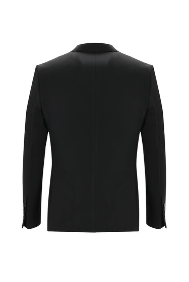 Siyah Relaxed Fit Rahat Kesim Yelekli Takım Elbise