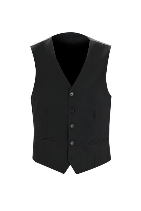 Siyah 7 Drop Slim Fit Dar Kesim Yelekli Takım Elbise