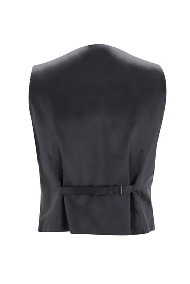 Siyah Slim Fit Dar Kesim Yelekli Takım Elbise