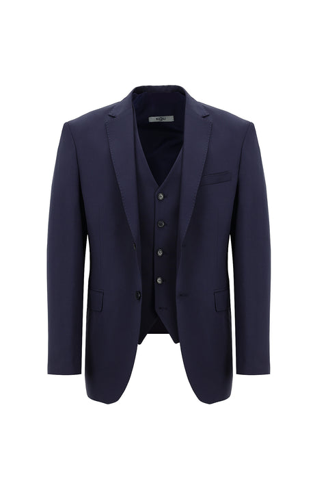 Dark Navy 7 Drop Slim Fit Suit with Vest
