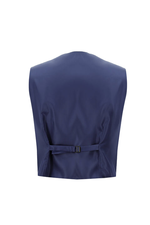 Koyu Lacivert 7 Drop Slim Fit Dar Kesim Yelekli Takım Elbise