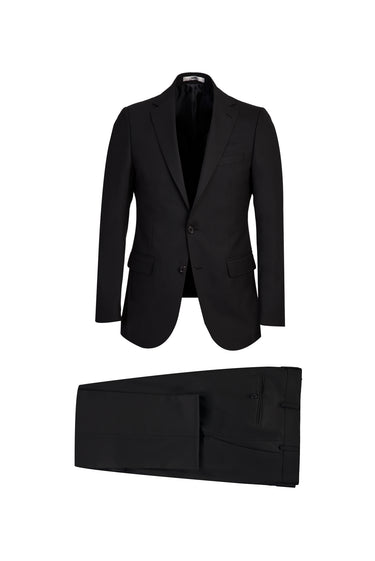 Siyah 7 Drop Slim Fit Dar Kesim Yünlü Takım Elbise