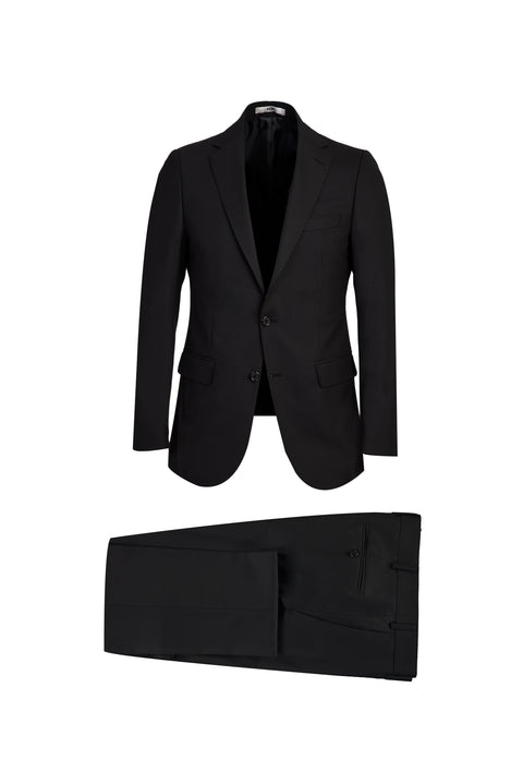 Siyah 7 Drop Slim Fit Dar Kesim Yünlü Takım Elbise