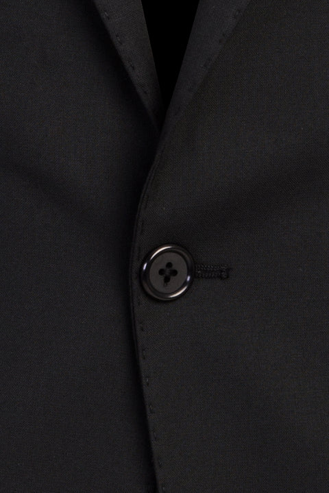 Siyah 7 Drop Slim Fit Dar Kesim Yünlü Takım Elbise