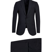 Koyu Lacivert Slim Fit Dar Kesim Yünlü Takım Elbise