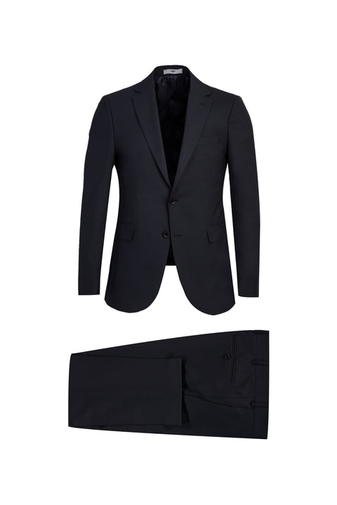 Koyu Lacivert 7 Drop Slim Fit Dar Kesim Yünlü Takım Elbise