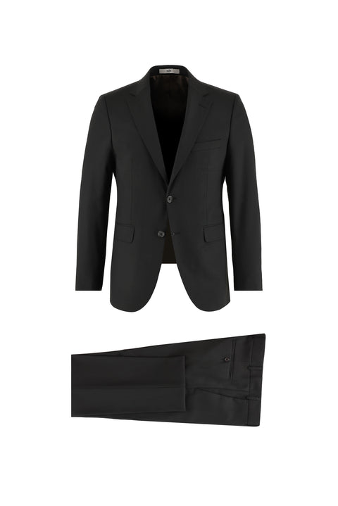 Siyah 4 Drop Relaxed Fit Rahat Kesim Yünlü Takım Elbise