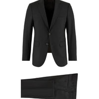 Siyah 7 Drop Slim Fit Dar Kesim Yünlü Takım Elbise