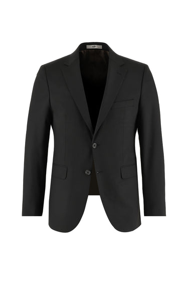 Siyah Slim Fit Dar Kesim Yünlü Klasik Takım Elbise