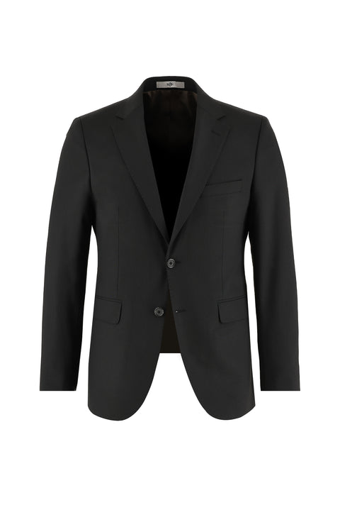 Siyah 7 Drop Slim Fit Dar Kesim Yünlü Takım Elbise