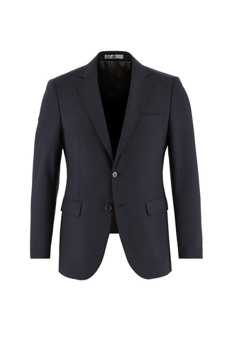  Koyu Lacivert Slim Fit Dar Kesim Yünlü Klasik Takım Elbise