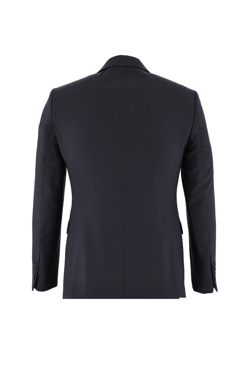 Koyu Lacivert 7 Drop Slim Fit Dar Kesim Yünlü Takım Elbise