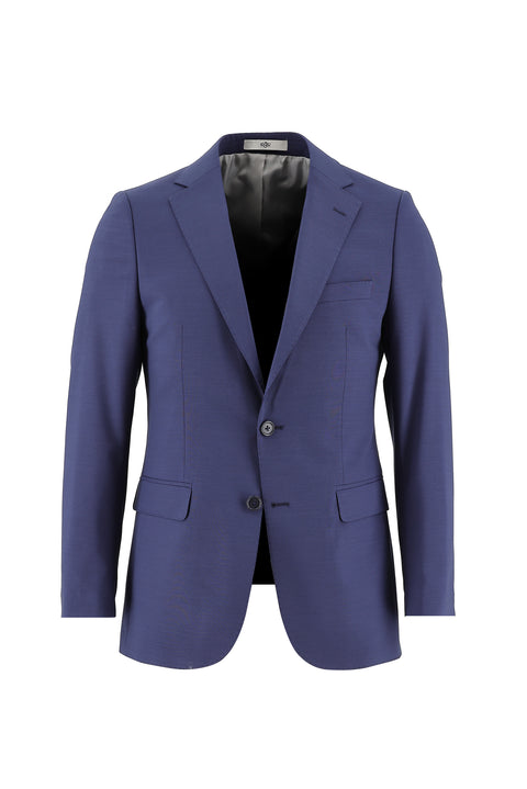 Orta Lacivert 7 Drop Slim Fit Dar Kesim Yünlü Takım Elbise