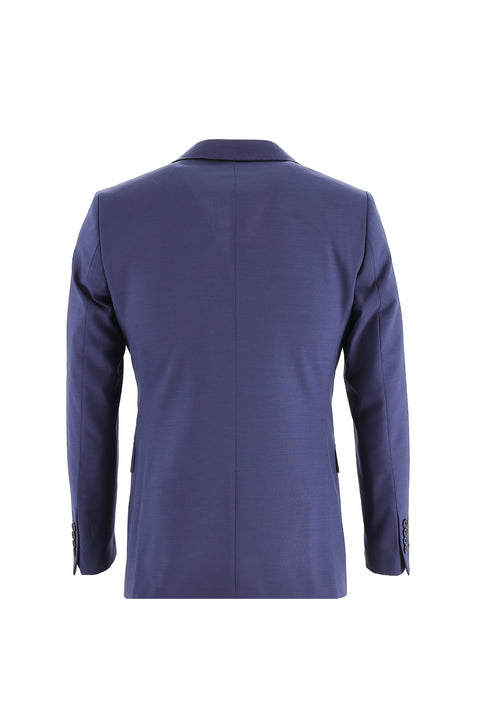 Orta Lacivert 7 Drop Slim Fit Dar Kesim Yünlü Takım Elbise
