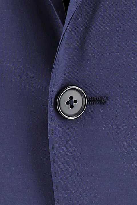 Orta Lacivert 7 Drop Slim Fit Dar Kesim Yünlü Takım Elbise