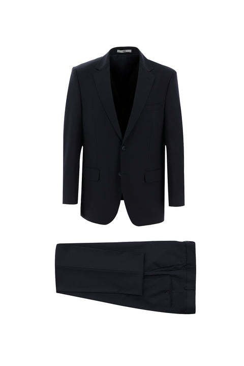 Koyu Lacivert 4 Drop Relaxed Fit Rahat Kesim Yünlü Takım Elbise