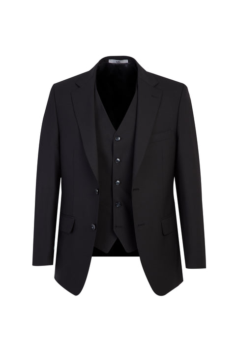 Black 6-Drop Regular Fit Suit with Vest