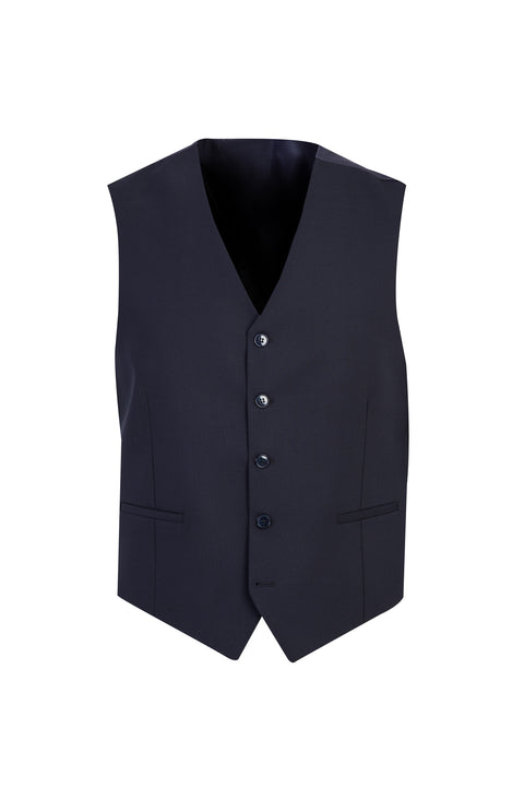 Koyu Lacivert 4 Drop Relaxed Fit Rahat Kesim Yünlü Yelekli Takım Elbise