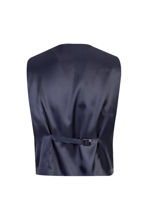 Koyu Lacivert 4 Drop Relaxed Fit Rahat Kesim Yünlü Yelekli Takım Elbise