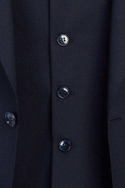 Koyu Lacivert 4 Drop Relaxed Fit Rahat Kesim Yünlü Yelekli Takım Elbise