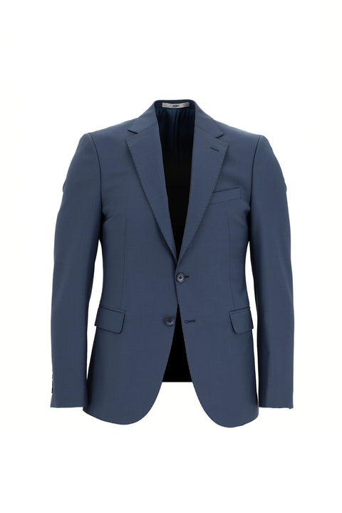 Koyu Mavi  7 Drop Slim Fit Dar Kesim Yünlü Takım Elbise