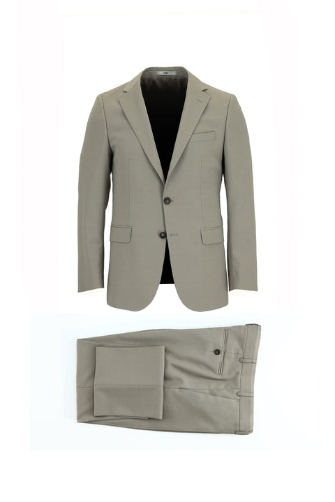 Orta Bej 6 Drop Regular Fit Standart Kesim Yünlü Takım Elbise