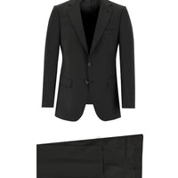 Siyah 6 Drop Regular Fit Standart Kesim Yünlü Takım Elbise