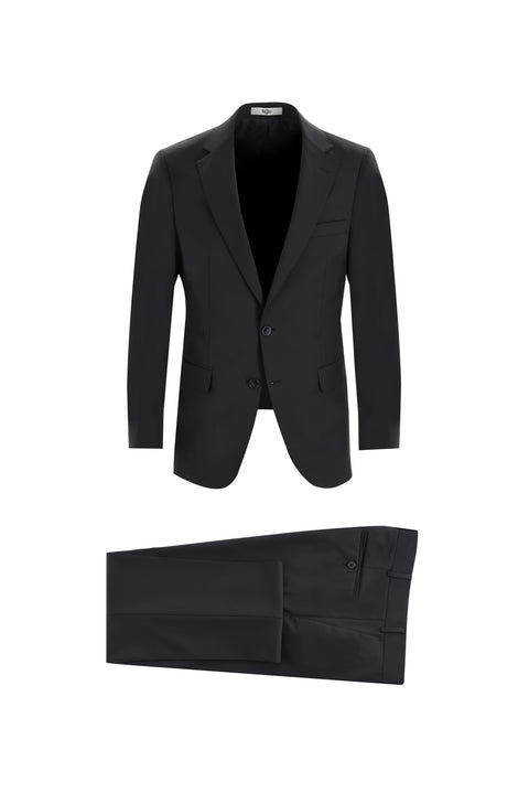 Siyah 6 Drop Regular Fit Standart Kesim Yünlü Takım Elbise