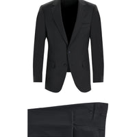 Siyah Slim Fit Dar Kesim Yünlü Klasik Takım Elbise