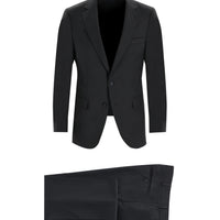 Black 4-Drop Relaxed Fit Wool Suit