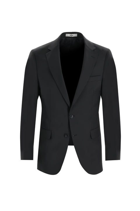 Black 4-Drop Relaxed Fit Wool Suit