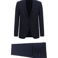 Koyu Lacivert Slim Fit Dar Kesim Yünlü Klasik Takım Elbise