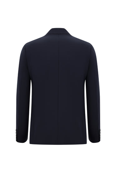 Koyu Lacivert Slim Fit Dar Kesim Yünlü Klasik Takım Elbise