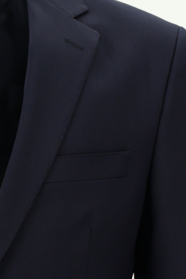 Koyu Lacivert Slim Fit Dar Kesim Yünlü Klasik Takım Elbise