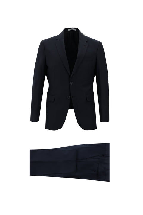 Koyu Lacivert 7 Drop Slim Fit Dar Kesim Yünlü Takım Elbise