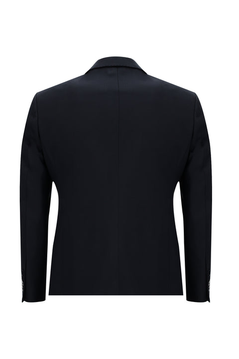 Koyu Lacivert 7 Drop Slim Fit Dar Kesim Yünlü Takım Elbise
